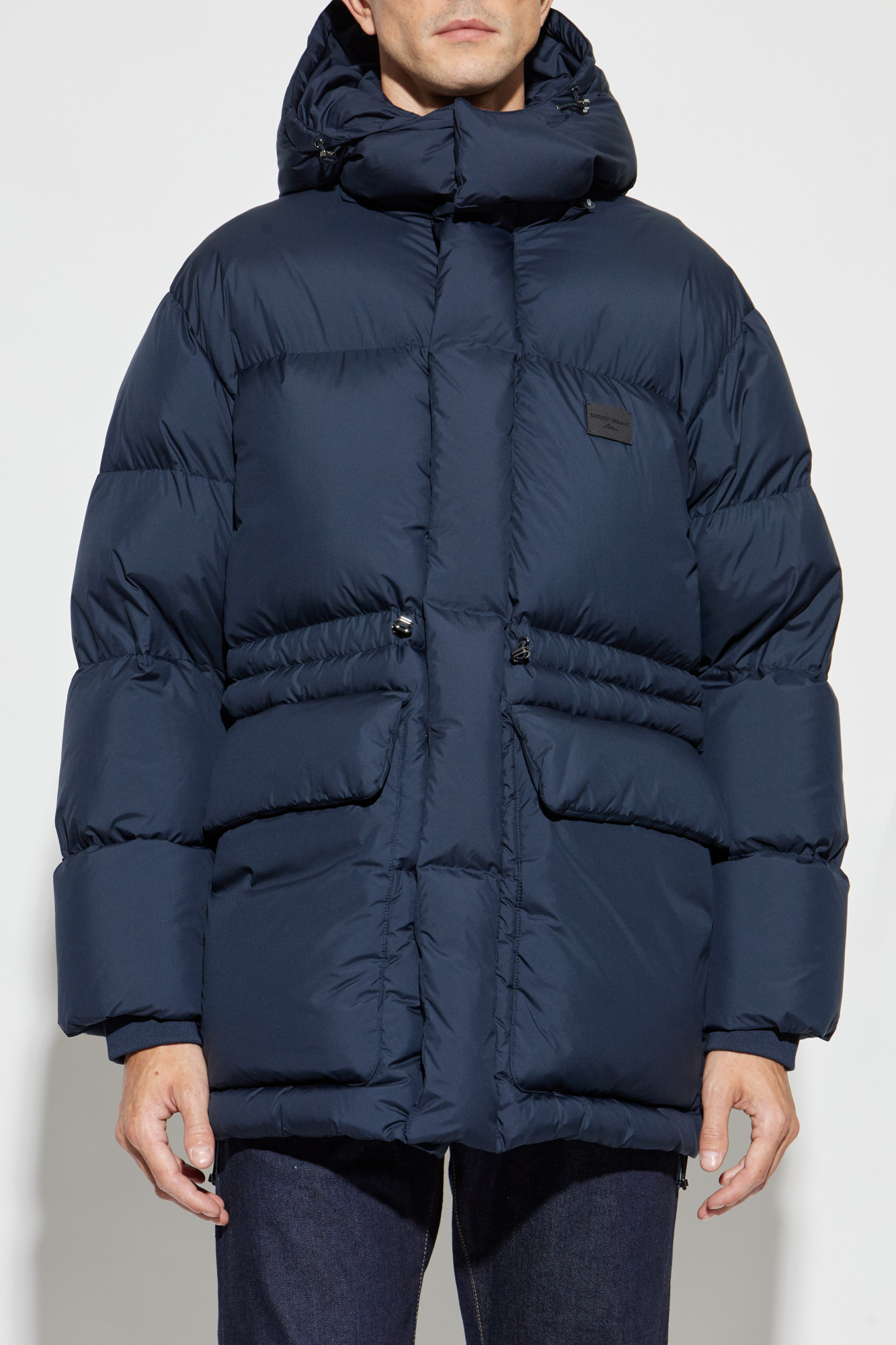 Navy blue Down jacket with detachable hood Emporio Armani